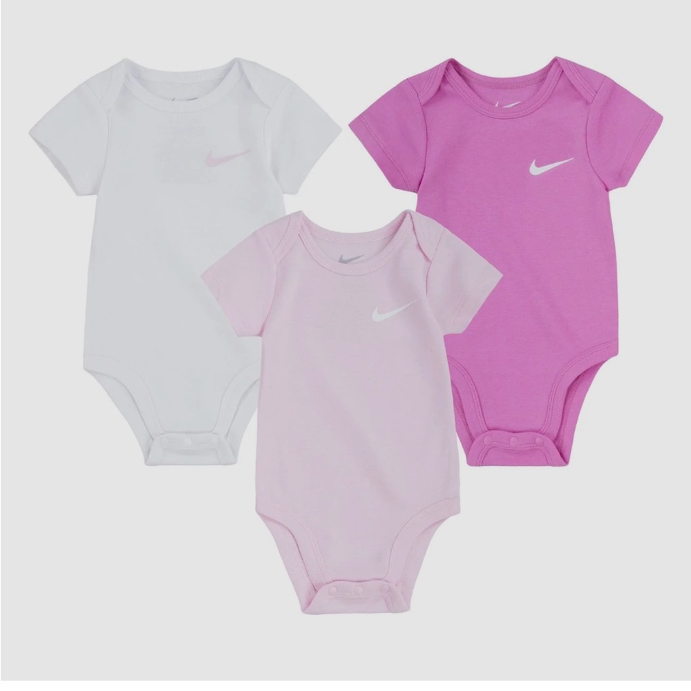 Nike Infant Bodysuit Trio - Pink, White, Purple